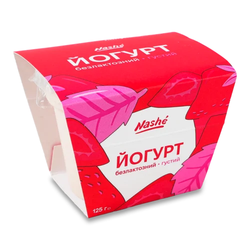 Йогурт 6% Густий Безлактозний Полуниця Nashé к/у, 125г