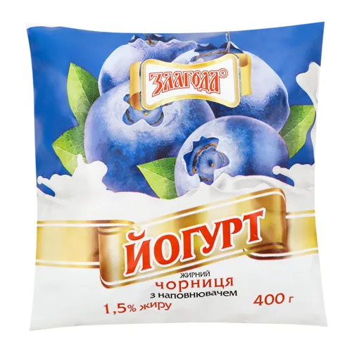 Йогурт 1.5% Чорниця Злагода м/у 400г