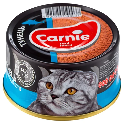 Корм вологий Carnie з тунцем для дорослих котів 95г