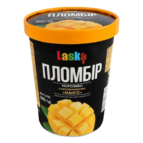 Морозиво Вищого Ґатунку Пломбір З Наповнювачем Манго, В/ґ, 500г