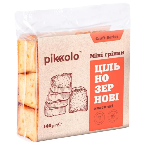 Грінки Pikolo міні цільнозернові класичні 140г