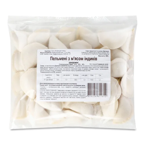 Пельмені З М'ясом Індиків Заморожені ТОВ Провінція Плюс м/у, 400г
