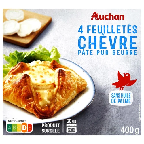 Виріб з листкового тіста Auchan з козячим сиром заморожений 400г