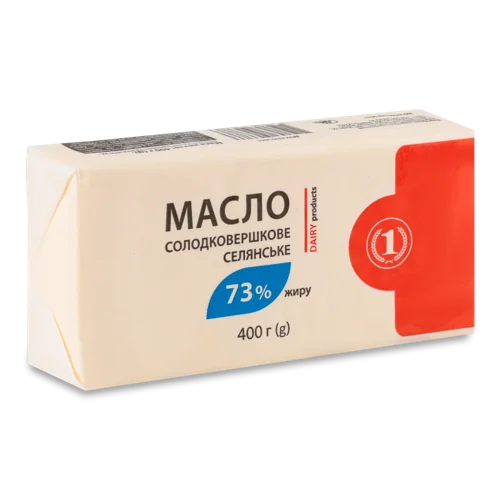 Масло Солодковершкове 73% Вищого Ґатунку ТМ '1', 400г
