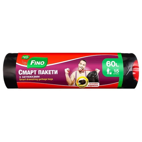 Пакети для сміття Fino Смарт-пакети з затяжками 60л 15шт