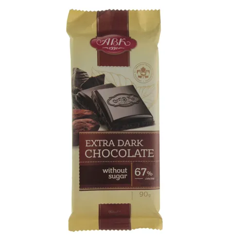 Шоколад 67% екстрачорний без цукру АВК м/у 90г