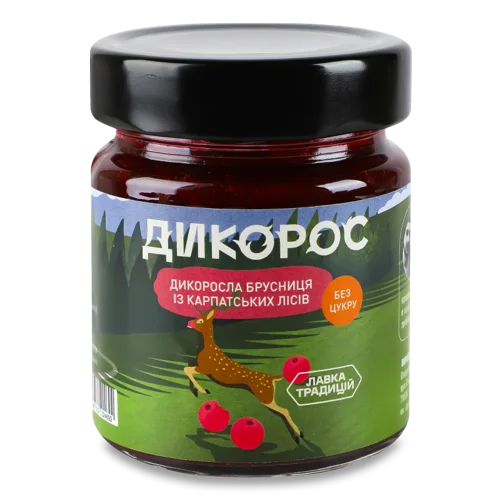Брусниця Дикоросла Без Цукру, Вищого Ґатунку, С/Б 210г
