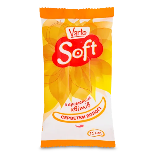Вологі Серветки З Ароматом Квітів Soft Varto, 15шт