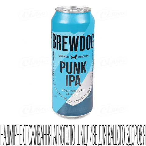 Пиво BrewDog Punk IPA світле в залізній банці, 0,5л