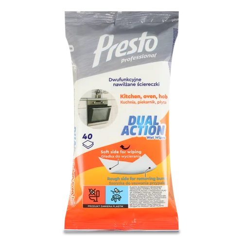 Вологі Серветки Presto Dual Action для Кухні, 20 шт
