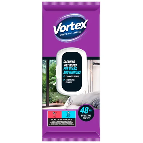 Серветки вологі Vortex для скла та дзеркал 48шт