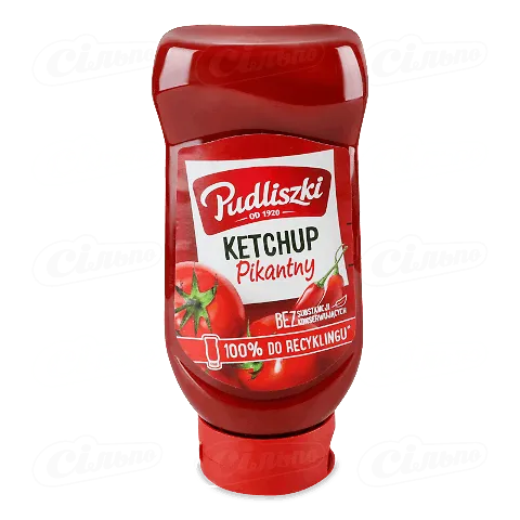 Кетчуп томатний гострий Pudliszki, 480г