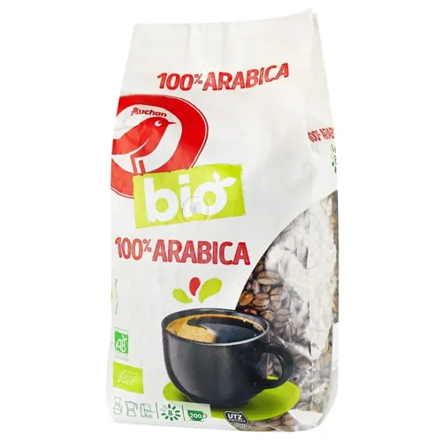 Кава Ашан Біо Арабіка в зернах 1кг