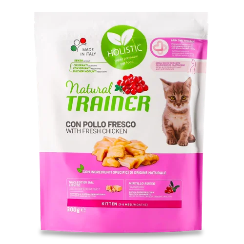 Корм сухий для кошенят Natural Trainer, повнораціонний та збалансований з курятиною, в/ґ, 300г