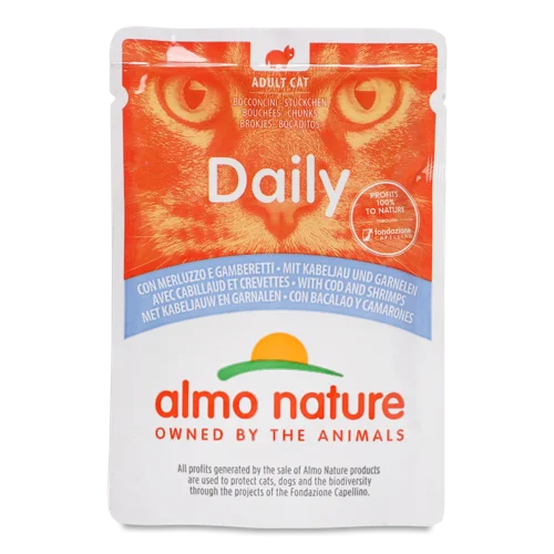 Корм Для Котів Almo Nature Daily Треска-Креветки, Натуральна Оболонка, 100 г