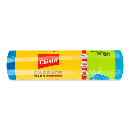 Мішки Для Сміття З Затяжками 60л, В/ґ, 10шт
