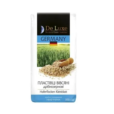 Пластівці 0,5 кг De Luxe Foods&Goods Selected вівсяні дрібнозернові м/уп