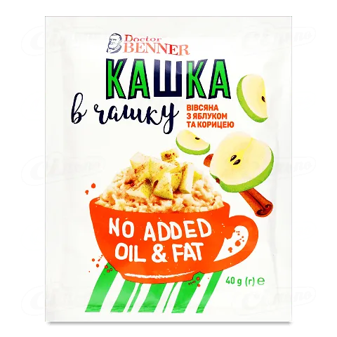 Каша вівсяна Doctor Benner Кашка в чашку ябл-кориця, 40г