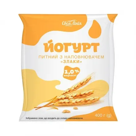 Йогурт 400г Своя Лінія Злаки 1% п/ет