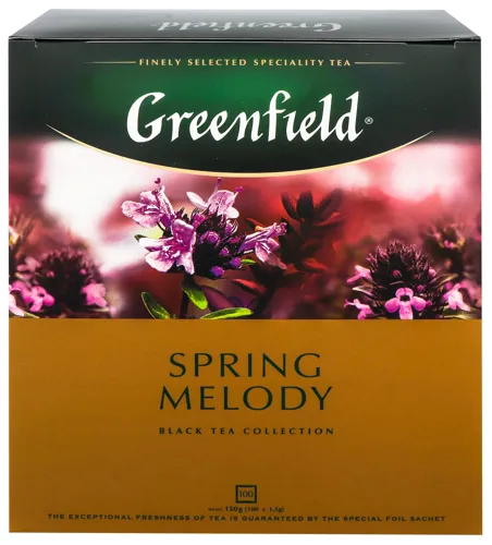 Чай чорний байховий дрібний з духмяними травами та фруктовим ароматом Spring Melody Greenfield к/у 100х1.5г