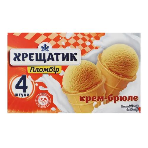 Морозиво 12% пломбір у вафельному стаканчику Крем-брюле Хрещатик