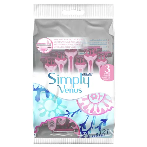 Станки Gillette Simply Venus 3 леза одноразові для жінок 12шт