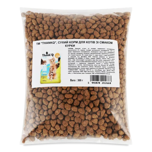 Корм сухий для котів Курка ThankQ, м/у, 300 г