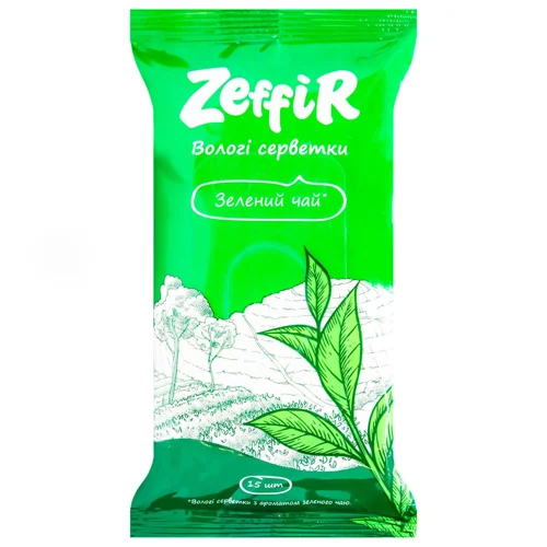 Серветки вологі Zeffir Зелений чай 15шт