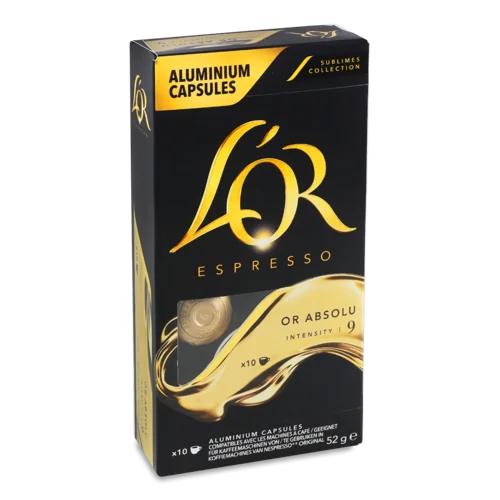 Кава Натуральна Смажена Мелена В Капсулах Or Absolu Espresso L'OR к/у, 52 г