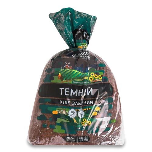 Хліб Половинка В Нарізці Заварний Темний Вищого Ґатунку, 400г