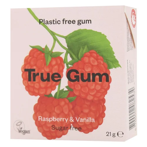 Жувальна гумка True Gum зі смаком малини і ванілі без цукру 21г
