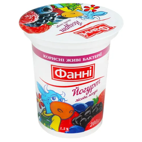 Йогурт Фанні з наповнювачем лісова ягода 1,5%, 240г