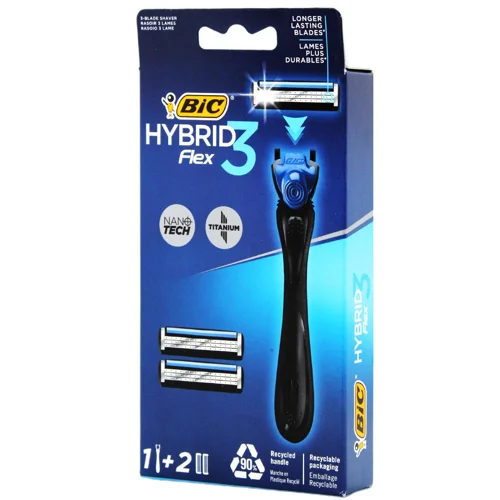 Бритва BIC Hybrid 3 Flex чоловіча з 2 змінними картриджами