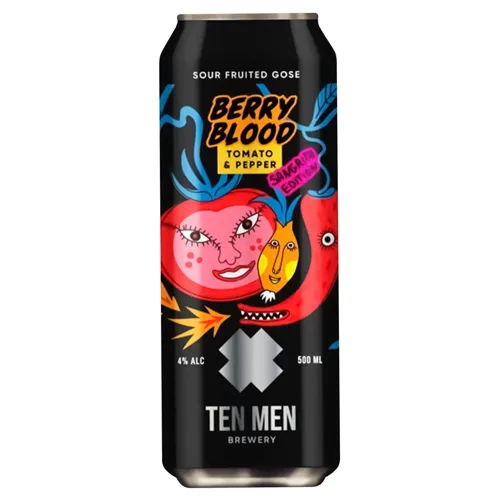 Пиво Ten Men Berry Blood: Tomato and Pepper Sangrita Edition напівтемне нефільтроване 4% 0,5л
