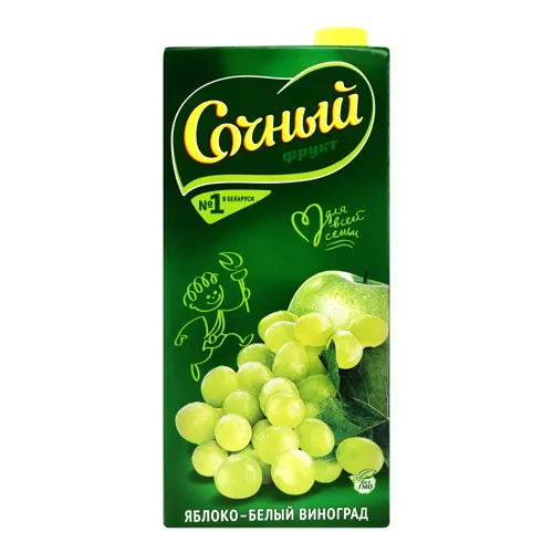 Нектар пастеризований Яблуко-білий виноград Сочный т/п 1.95л