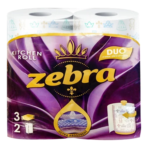 Рушники паперові Zebra duo тришарові 2шт