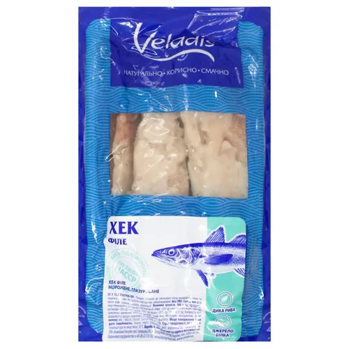 Хек Veladis філе на шкірі морожене