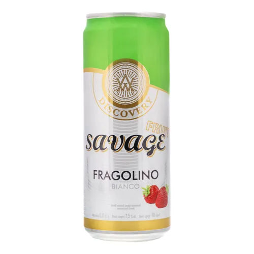 Напій винний 0.33л 7.5% слабогазований напівсухий Bianco Fragolino Savage з/б