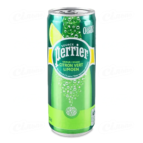 Вода Perrier зі смаком лайму газована з залізної банки, 0,33л
