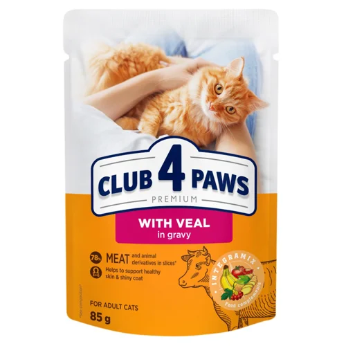 Корм вологий Club 4 Paws Premium з телятиною для котів 85г