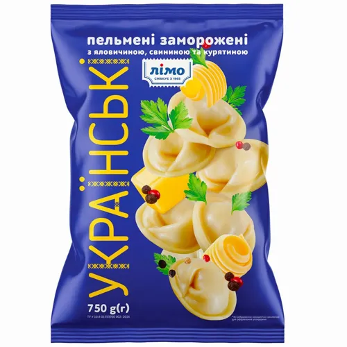Пельмені Лімо Українські з яловичиною свининою та курятиною 750г