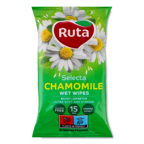 Вологі Серветки з Ромашкою Selecta Ruta 15 шт, в/ґ