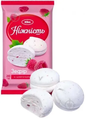 Зефір Ніжність зі шматочками полуниці, малини, 240г