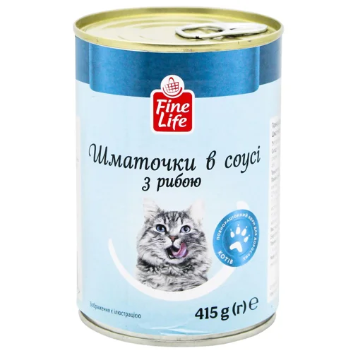 Корм Fine Life Шматочки в соусі з рибою для дорослих котів 415г