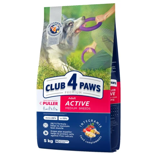 Корм сухий Club 4 Paws Premium з куркою для активних собак середніх порід 5кг