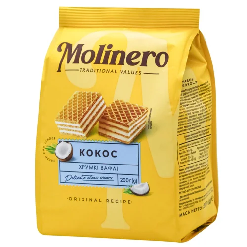 Вафлі Molinero зі смаком кокосу 200г