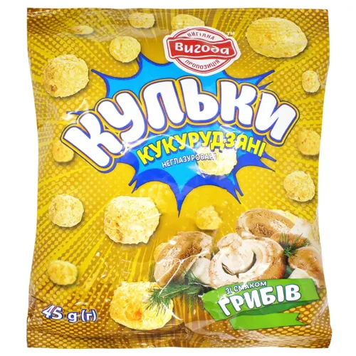 Фігурні вироби Вигода кукурудзяні солоні зі смаком грибів 45г