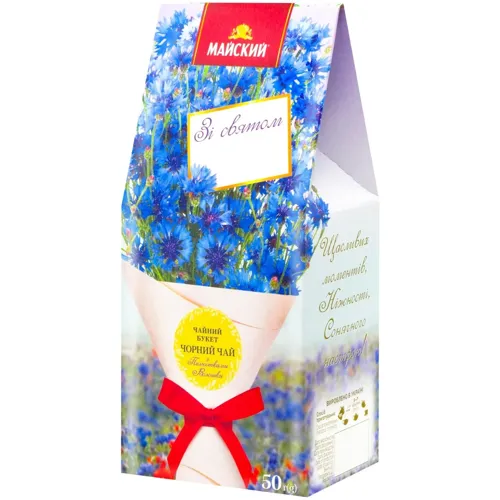 Чай чорний Майський Чайний букет Листовий з пелюстками волошки 50г
