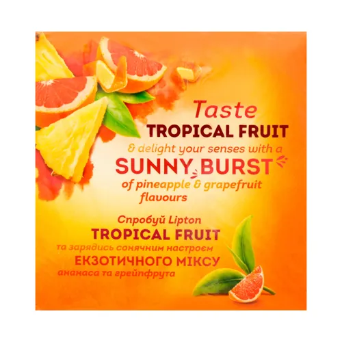 Чай чорний байховий зі шматочками ананасу та цедрою грейпфрута Tropical Fruit Lipton к/у 20х1.8г