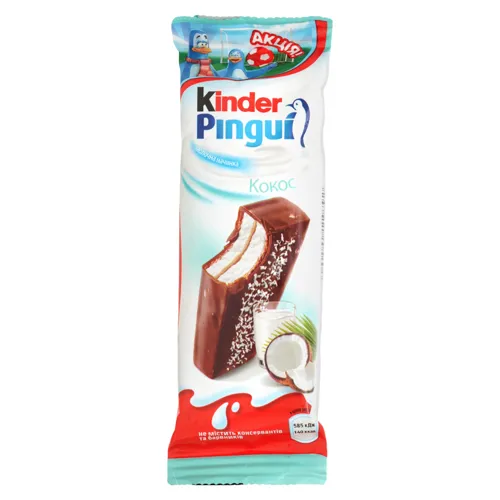 Тістечко бісквітне з молочно-кокосовою начинкою Pingui Kinder м/у 30г
